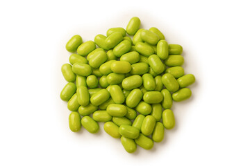 Sweet multicolored candies isolated on white background.