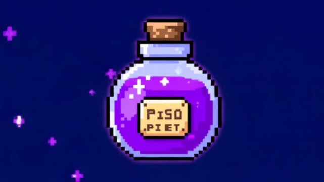 Pixel Art Magic Potion Bottle Illustration