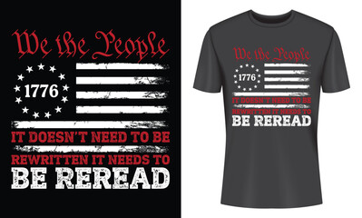 Patriotic T Shirt Design Featuring American Flag and Constitution Quote