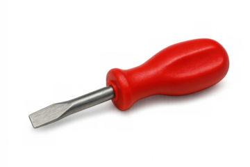 Red screwdriver lying on a transparent background, perfect for quick and easy isolation in any project
