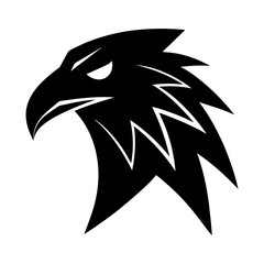Obraz premium Black eagle head logo with sharp angular feathers and white eye detail bird symbol