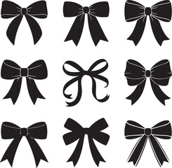 Elegant Black Bow Vector Collection – Decorative Ribbon Set

