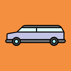 Light purple limousine side view illustration on orange background vehicle transportation