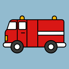 Red firetruck illustration simple cartoon design