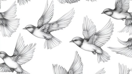 Obraz premium Detailed grayscale birds in flight