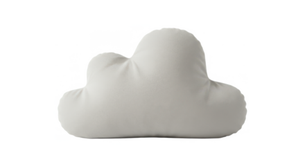 Soft cloud-shaped pillow in neutral color on white background  
