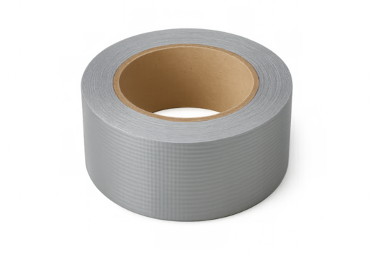 Gray duct tape roll isolated on transparent background, ready for packaging, repair, or construction projects - Powered by Adobe