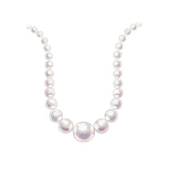 Pearl Necklace Isolated on Transparent PNG Background- Watercolour Art