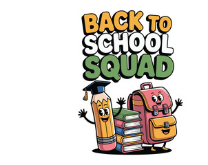 Back to School T-shirt design with books, pencils, and fun graphics. Perfect for students, kids, and teachers. Great for first day outfits, classroom wear, and print-on-demand products.