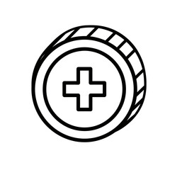 Obraz premium Vector icon of a coin with a plus symbol on a white background 