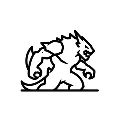 Obraz premium Wolf-like Creature Icon in Strong Pose on White Background 