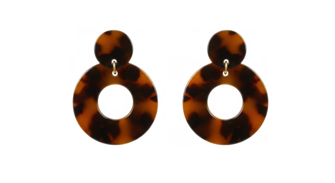 Tortoiseshell earrings in circular design with cutout details  
