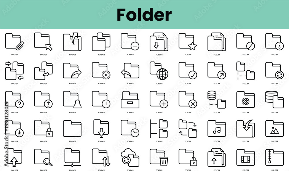 Aufkleber set of folder icons. linear style icon bundle. vector illustration