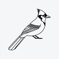 Obraz premium Blue Jay line art White background illustration Generative Ai
