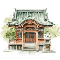 Naklejka premium Shrines, watercolor vector, isolated on a white background.