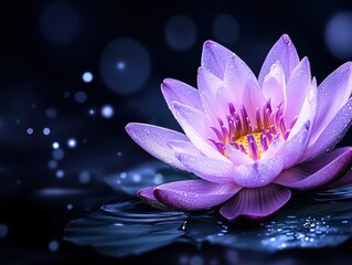Elegant lotus flower in dark water