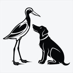 Obraz premium Avocet Dog line art White background illustration Generative Ai