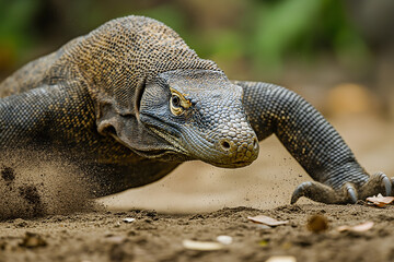Komodo Dragon Showing Strength with Claws