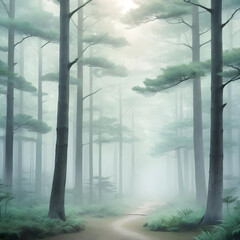misty morning in the forest