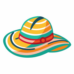 Summer Hat in Watercolor Style