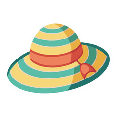 Summer Hat in Watercolor Style