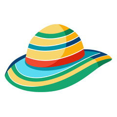 Summer Hat in Watercolor Style