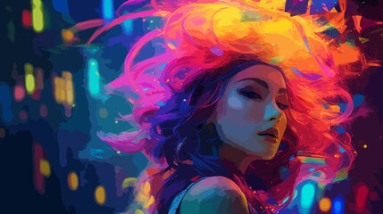 Vivid color hairstyle