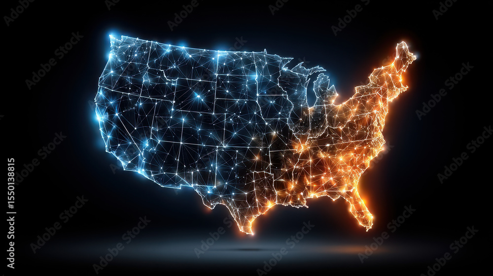 Poster advanced ai system scans digital map of united states to identify and neutralize real-time cyber thr
