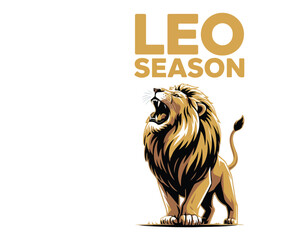 Leo Season Vibes T-shirt design with bold lion, zodiac symbols, and fiery colors. Perfect for astrology lovers, Leo birthdays, summer vibes, and zodiac apparel. High-quality vector artwork.