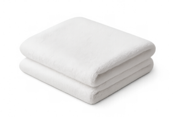 Soft white towels folded neatly, perfect for adding a touch of comfort to any scene with transparent background