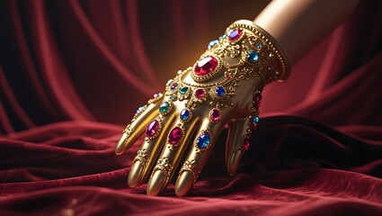 Fantasy Gem Gauntlet on Velvet – Heroic Luxury Design