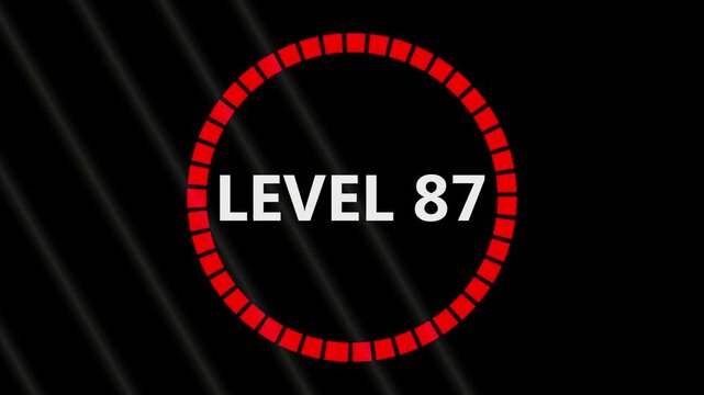 Level 30 text font with light. Level Up sign animation on black background.