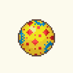 Yellow baby ball. A children's toy in the pixel art style. Ideal for game and retro design, packaging, textiles and digital art projects.