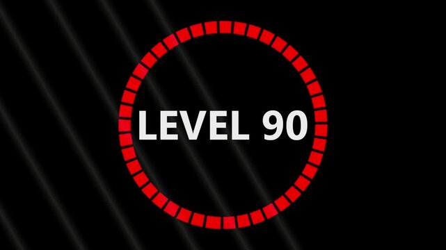 Level 30 text font with light. Level Up sign animation on black background.