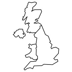 United Kingdom map line icon.Map UK isolated on transparent background