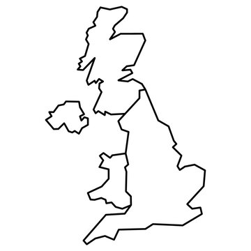 United Kingdom map line icon.Map UK isolated on transparent background