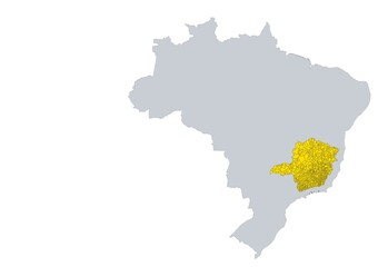 Fototapeta premium Mapa de los municipios del estado de Minas Gerais en Brasil