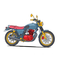 Obraz premium Motorcycle drawing isolated on white background