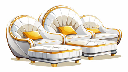 Gracefully curved, these modern luxury white lounge seats reflect pure comfort. Their pristine tone, isolated on white, blends luxury and serenity—an inviting centerpiece in clean, elegant vector desi