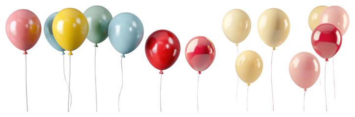 PNG Colorful balloons floating joyfully, element set on transparent background
