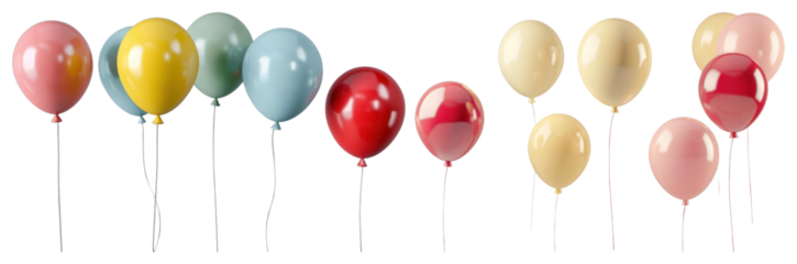 PNG Colorful balloons floating joyfully, element set on transparent background