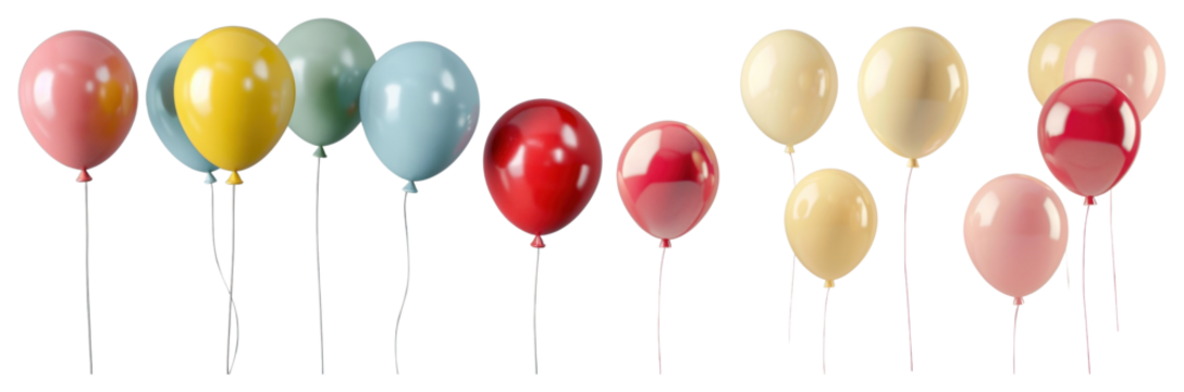 PNG Colorful balloons floating joyfully, element set on transparent background - Powered by Adobe
