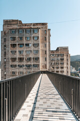 Soviet Brutalist Bridge Buildings in Tbilisi Nutsubidze Plateau 