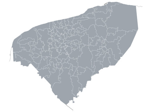 Map with political division by municipalities, for infographics of the State of Yucat&aacute;n in Mexico