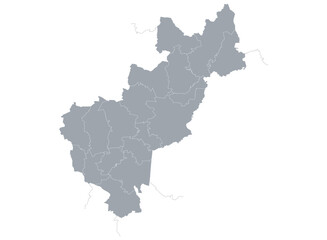 Map of the State of Querétaro in Mexico with political divisions by municipalities, ready for infographics