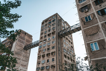 Soviet Brutalist Bridge Buildings in Tbilisi Nutsubidze Plateau 