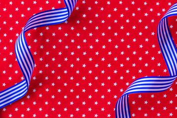 American background, blue ribbons on red
