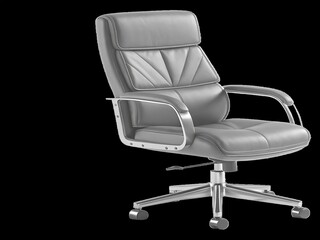 Elegant modern office chair design with metallic finish on black background