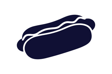 hot dog in bun with mustard line clip art silhouette vector illustration on white background