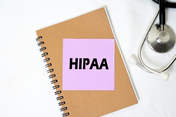 HIPAA writing concept on sticky notes isolated on white background. medical concept. 
